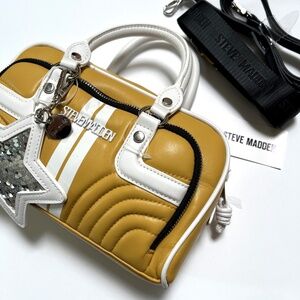 NWT Original STEVE MADDEN Bjuniee Sporty Quilted Satchel / Crossbody Bag Mustard